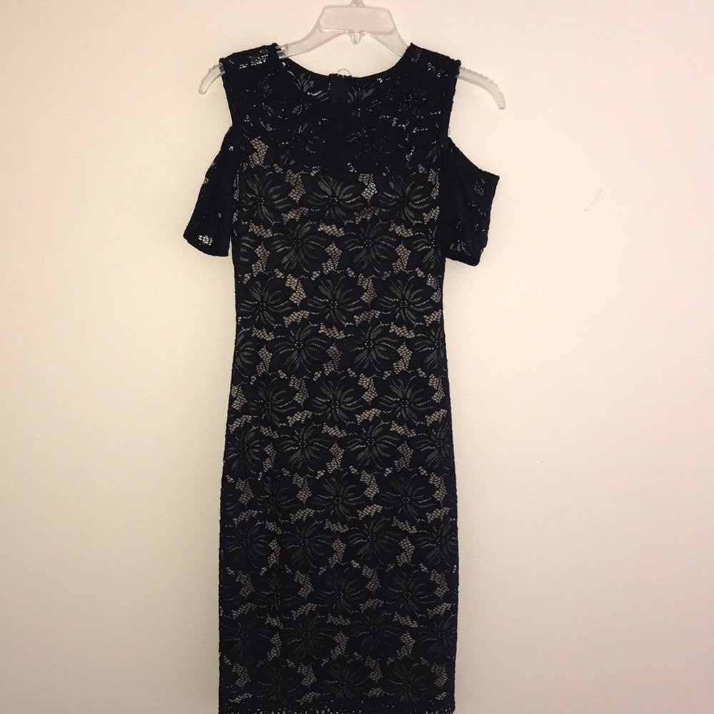 Black Lace Overlay Dress